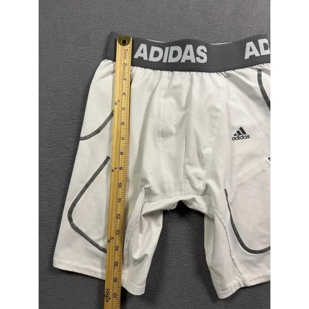 Adidas Adult 6-Pocket Football Girdle White Gray Compression Shorts Size Large L